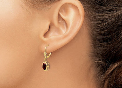 14K gold garnet oval drop earrings, another view