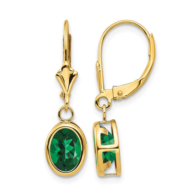 14k Mount St. Helens Oval Leverback Earrings, 27 x 8mm