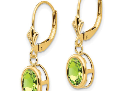 14k Oval Peridot Leverback Earrings (Style XLB107PE)