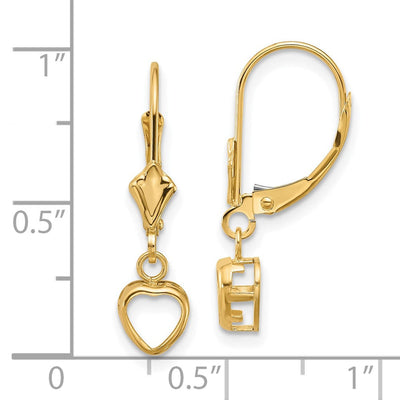 14K Round Leverback Earring Mountings, 25 x 7mm