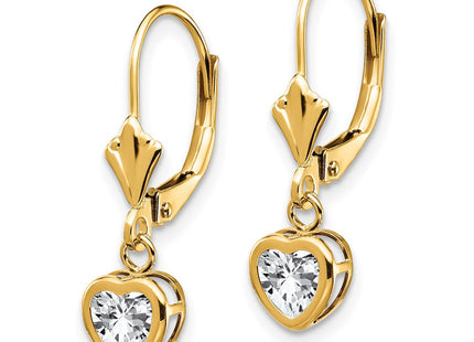 14K gold cubic zirconia heart earrings