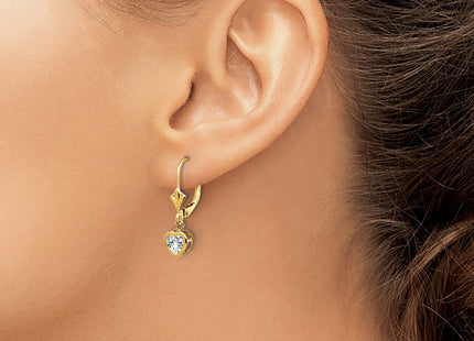 14K gold cubic zirconia heart earrings, alternate view