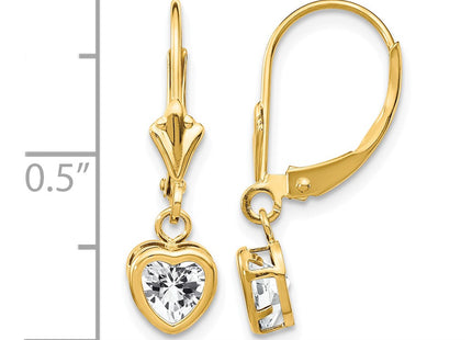 14K gold cubic zirconia heart earrings, another view
