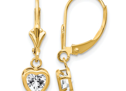 14k Heart Cubic Zirconia Earrings, 23 x 6mm