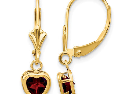14K gold garnet heart earrings
