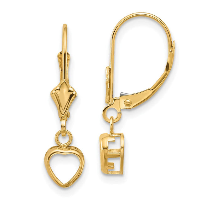 14k Round Leverback Earring Mountings, 25 x 7mm