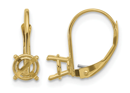 14k Round Leverback Earring Mounting, 16 x 5mm