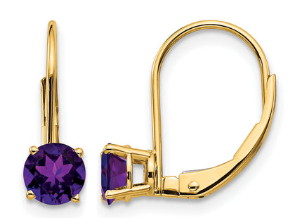 14k Amethyst Leverback Earrings