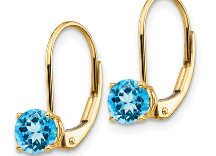 14k Blue Topaz Leverback Earrings