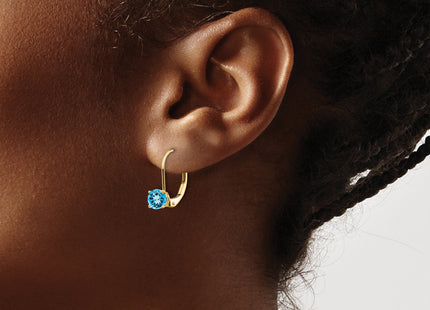 14k Blue Topaz Leverback Earrings