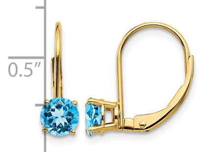 14k Blue Topaz Leverback Earrings