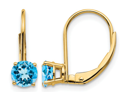 14k Blue Topaz Leverback Earrings