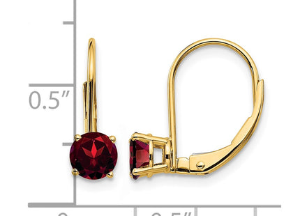 14K gold garnet drop earrings, further view