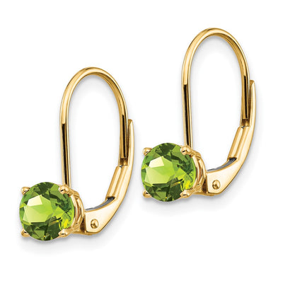 14K Peridot Leverback Earrings, 16 x 5mm