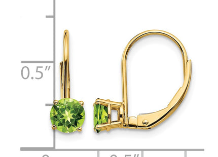14K gold peridot drop earrings, further view