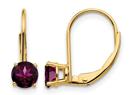 14k Rhodolite Garnet Leverback Earrings
