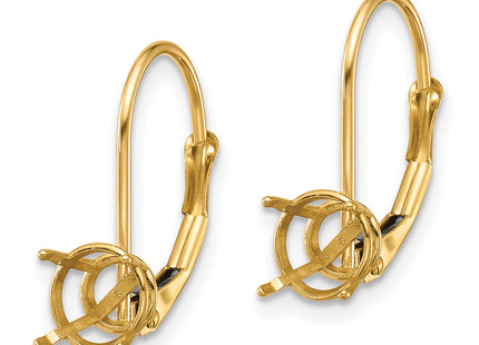 14k Round Leverback Earring Mounting, 18 x 6mm