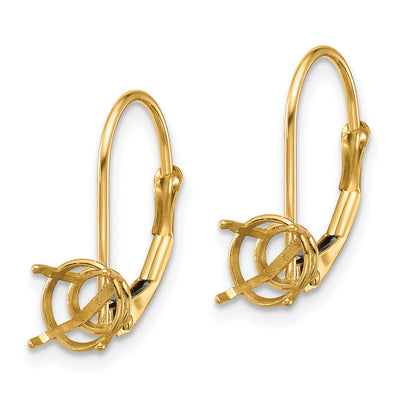 14K Round Leverback Earring Mounting, 18 x 6mm