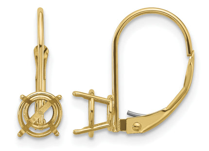 14k Round Leverback Earring Mounting, 18 x 6mm