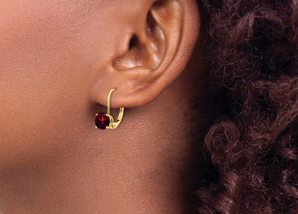 14K gold garnet drop earrings, another view