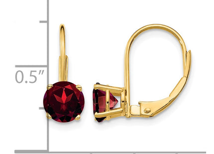 14K gold garnet drop earrings, further view