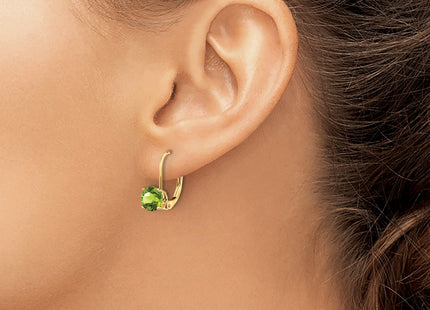 14K gold peridot drop earrings, another view