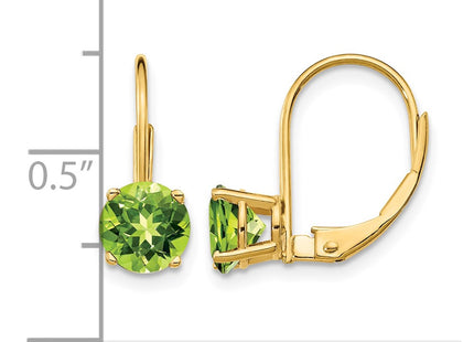 14K gold peridot drop earrings, further view