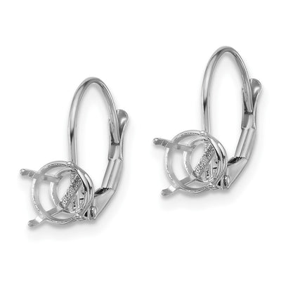 14K White Gold Round Leverback Mounting, 17 x 6mm