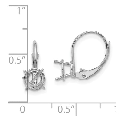 14K White Gold Round Leverback Mounting, 17 x 6mm
