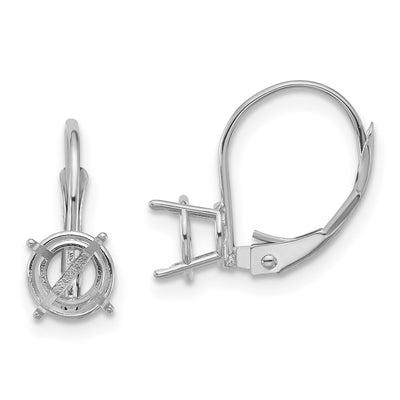 14K White Gold Round Leverback Mounting, 17 x 6mm
