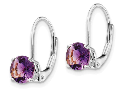 14k White Gold Amethyst Leverback Earrings (Style XLB112WAM)