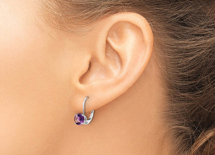 14k White Gold Amethyst Leverback Earrings (Style XLB112WAM)