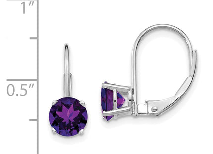 14k White Gold Amethyst Leverback Earrings (Style XLB112WAM)