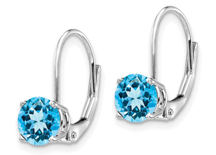 14k White Gold Blue Topaz Leverback Earrings (Style XLB112WBT)