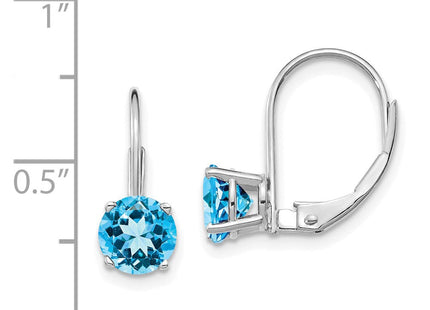 14k White Gold Blue Topaz Leverback Earrings (Style XLB112WBT)