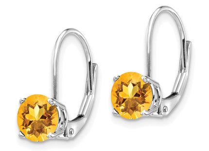 14k White Gold Citrine Leverback Earrings (Style XLB112WCI)