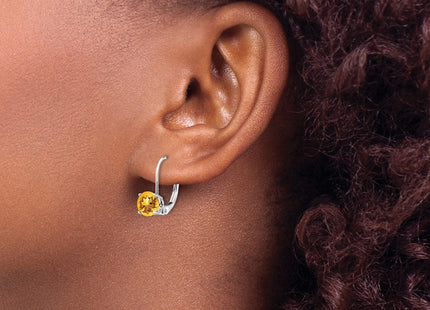 14k White Gold Citrine Leverback Earrings (Style XLB112WCI)