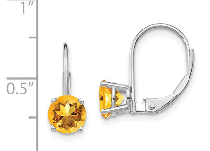 14k White Gold Citrine Leverback Earrings (Style XLB112WCI)