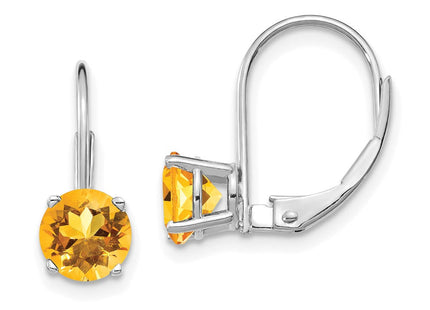 14k White Gold Citrine Leverback Earrings (Style XLB112WCI)