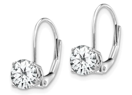 14K white gold cubic zirconia drop earrings, alternate view