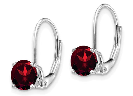14K white gold garnet drop earrings, alternate view