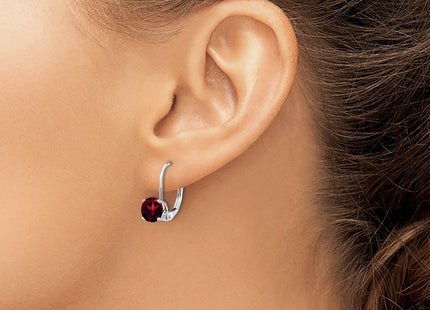 14K white gold garnet drop earrings, another view