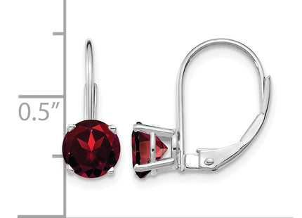14K white gold garnet drop earrings, further view
