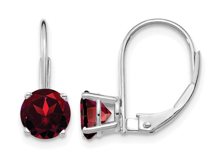 14K white gold garnet drop earrings