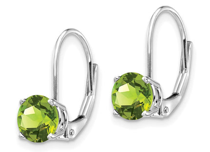 14K white gold peridot drop earrings, alternate view
