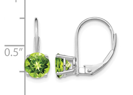 14K white gold peridot drop earrings, further view