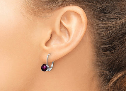 14K white gold garnet drop earrings, another view