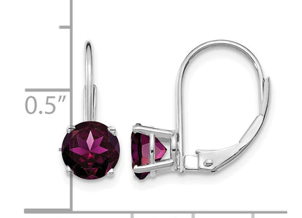 14K white gold garnet drop earrings, further view