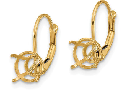 14k Round Leverback Earring Mounting (Style XLB113)