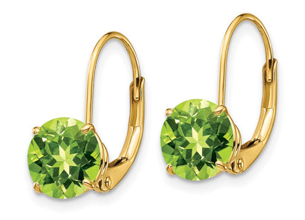 14K gold peridot drop earrings, alternate view